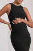 Paige | Black Sleeveless Split Maternity Midi Dress sold by Club L London