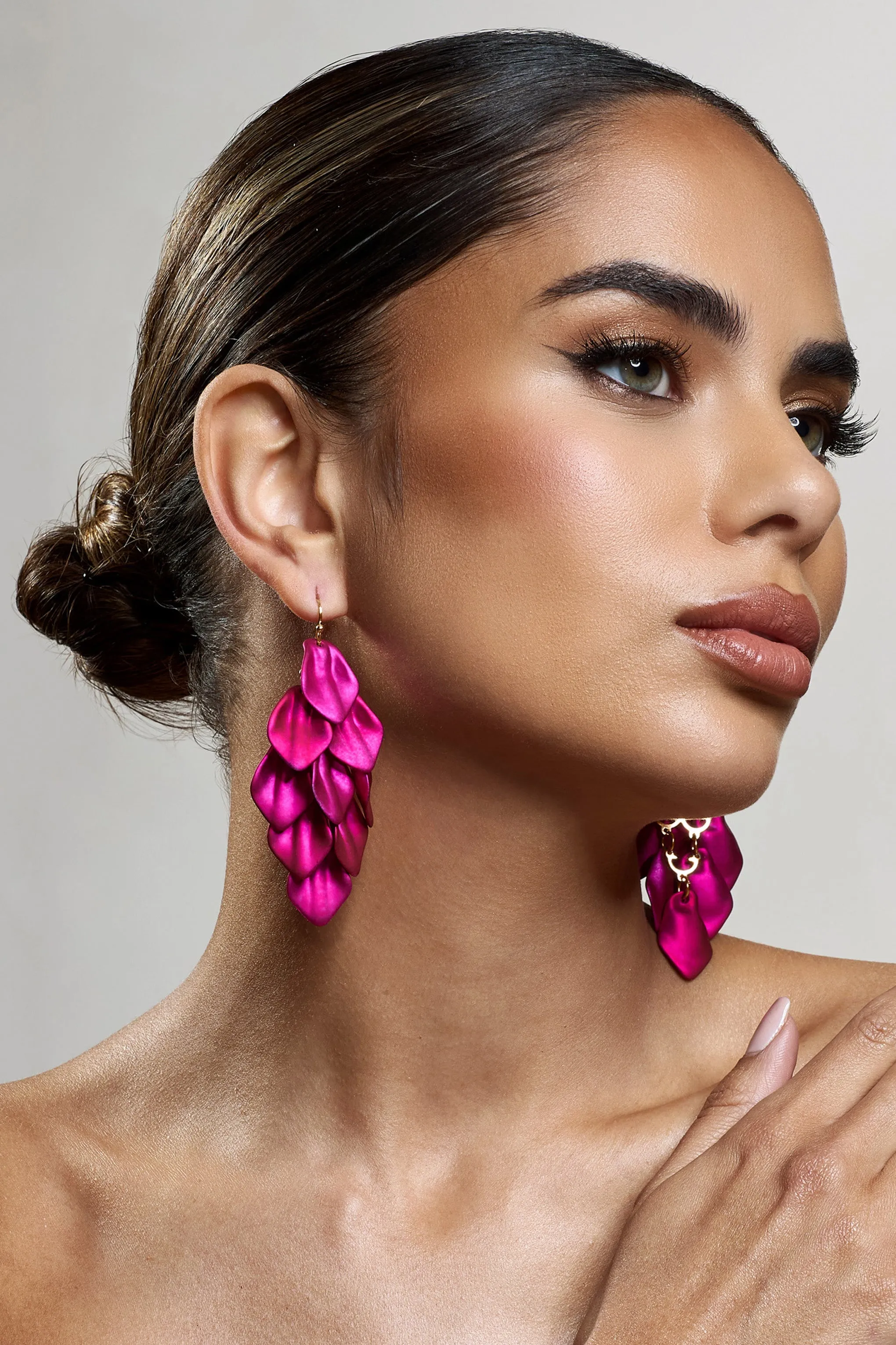 Hummingbird | Pink Petal Dangle Earrings sold by Club L London product image thumbnail 2