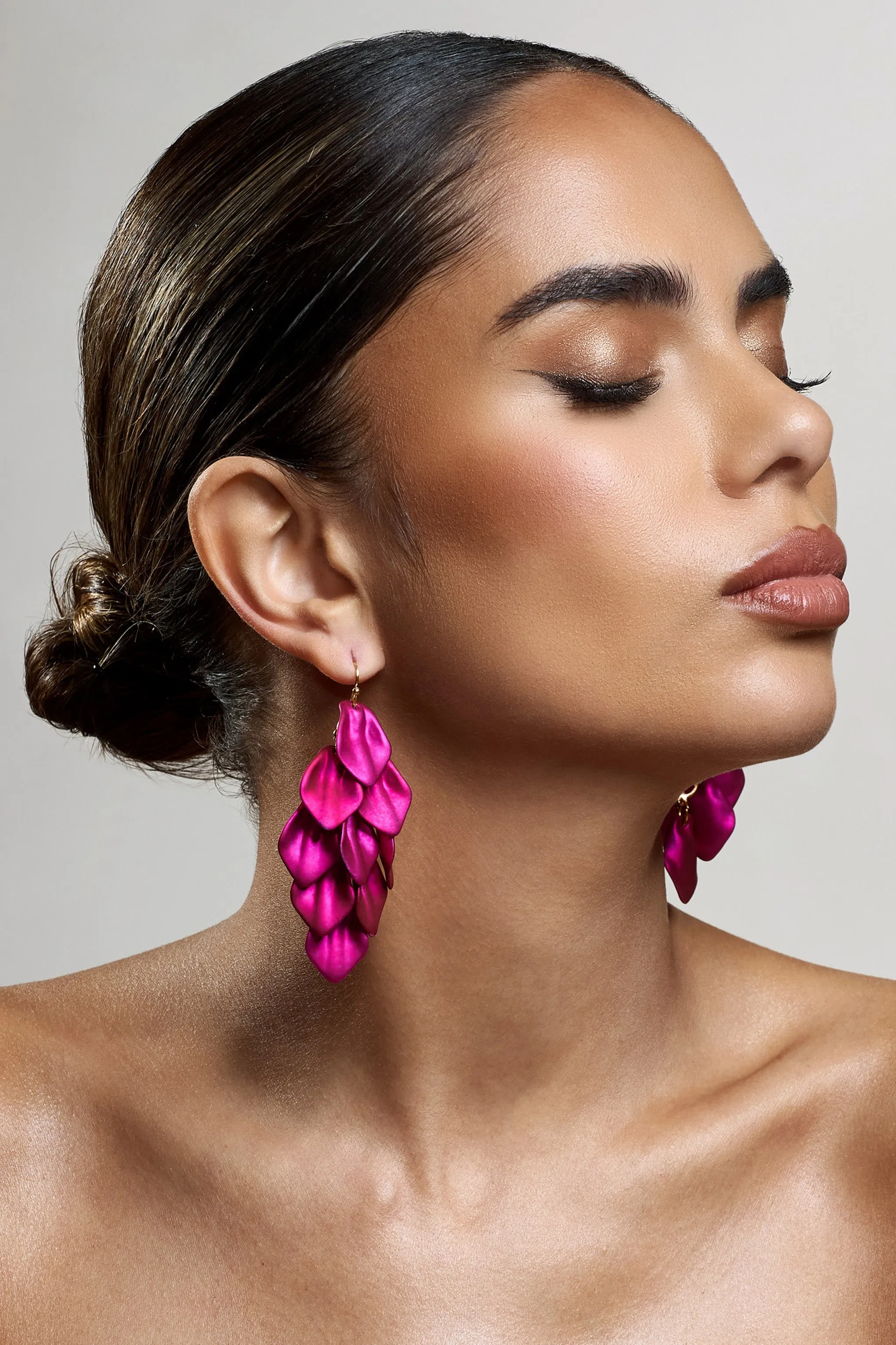Hummingbird | Pink Petal Dangle Earrings sold by Club L London
