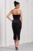 Amelia | Black Velvet Floral Halter-Neck Midi Dress sold by Club L London
