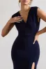 Honour | Navy V-Neck Split Maxi Dress With Cowl-Back sold by Club L London