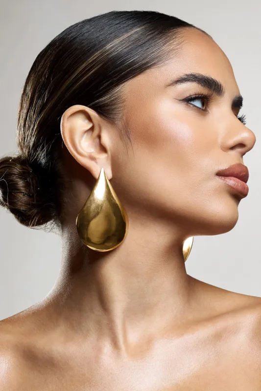 Malin | Gold Statement Teardrop Earrings sold by Club L London
