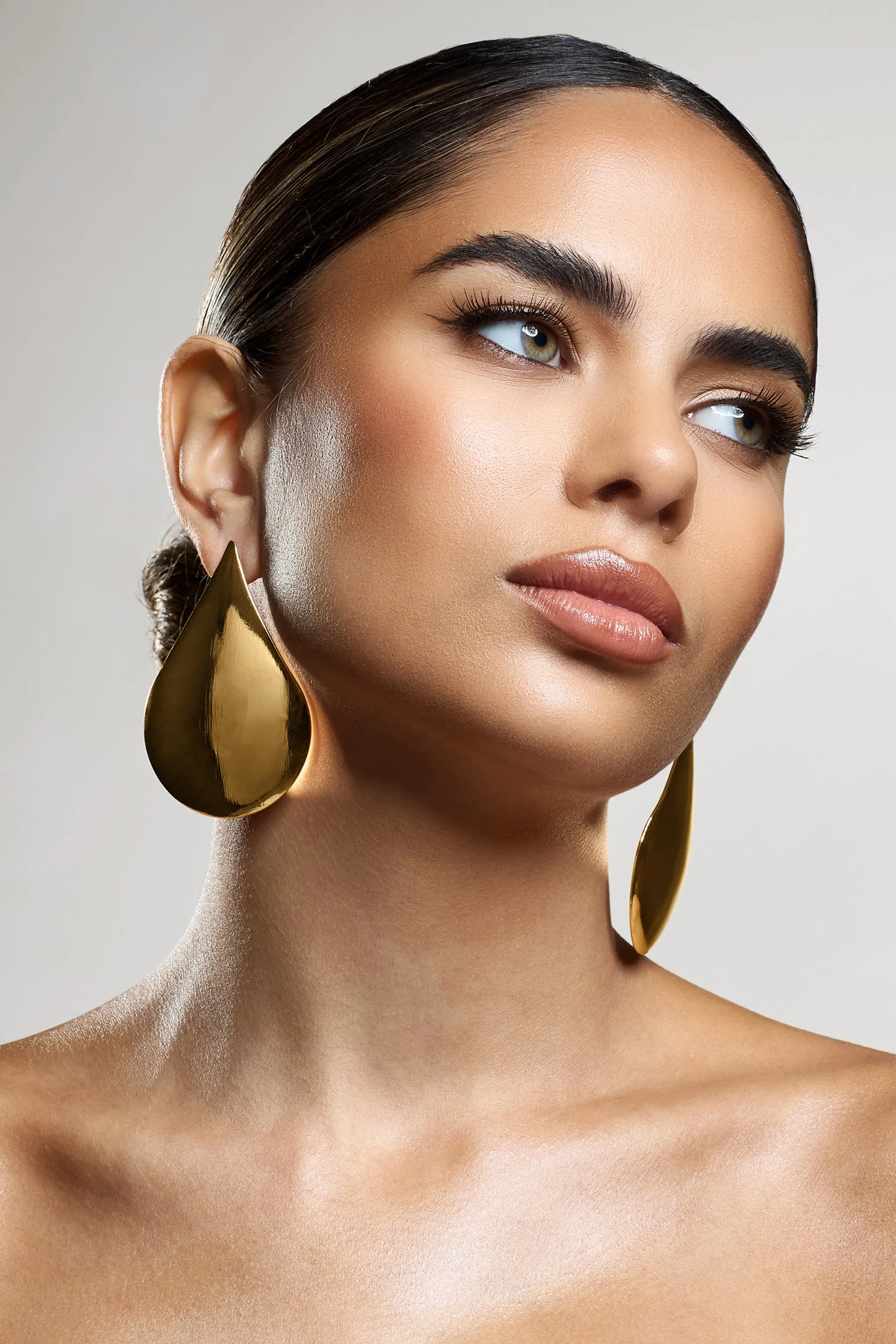 Malin | Gold Statement Teardrop Earrings sold by Club L London product image thumbnail 2