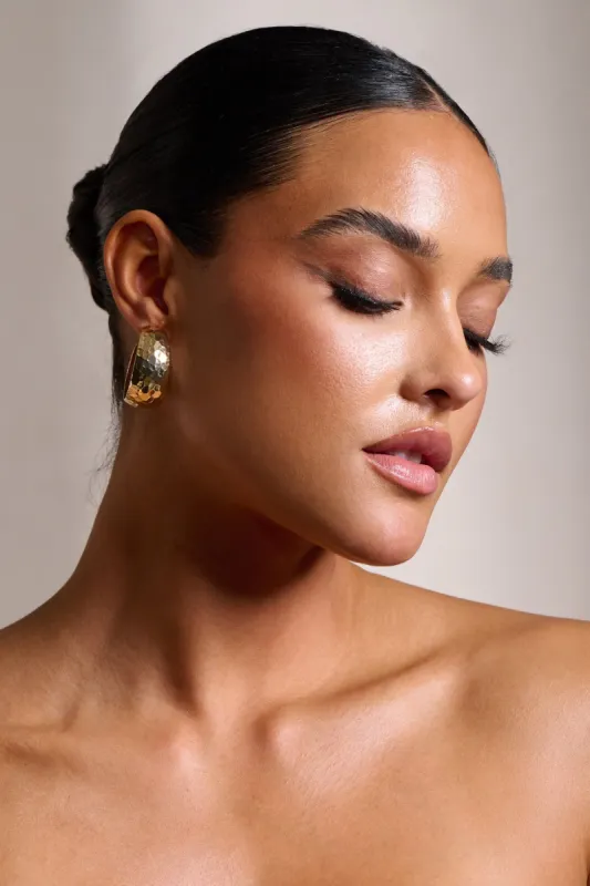 Timberly | Gold Chunky Hoop Earrings sold by Club L London