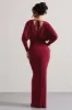 Ruth | Berry Draped Plunge-Neck Maxi Dress sold by Club L London