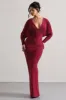Ruth | Berry Draped Plunge-Neck Maxi Dress sold by Club L London
