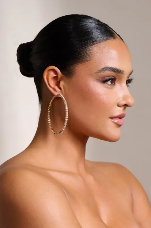 Julia | Gold Diamante Hoop Earrings sold by Club L London