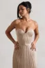 Bordeaux | Champagne Satin Corset Style Midi Dress sold by Club L London