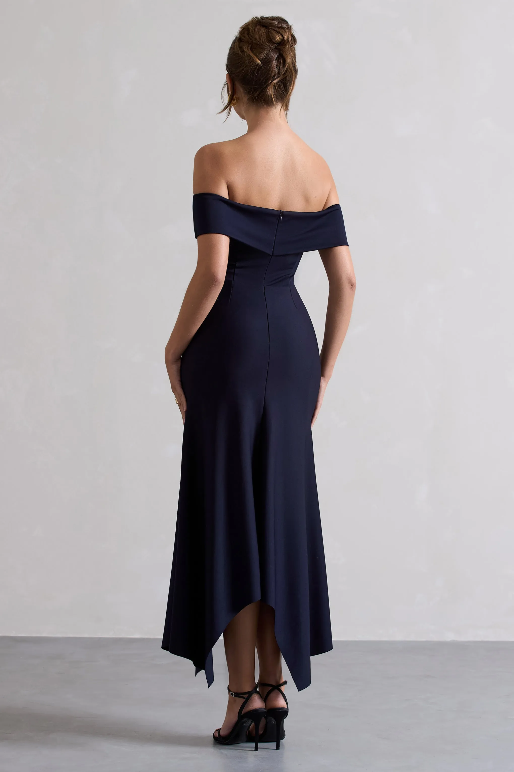 Windsor | Navy Bardot Midi Dress sold by Club L London product image thumbnail 2