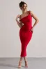 Salome | Red Twisted Asymmetric Midi Dress sold by Club L London