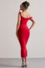 Salome | Red Twisted Asymmetric Midi Dress sold by Club L London