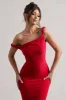 Salome | Red Twisted Asymmetric Midi Dress sold by Club L London