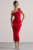 Salome | Red Twisted Asymmetric Midi Dress sold by Club L London
