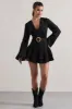 Places To Be | Black Broderie Belted Ruffled Playsuit sold by Club L London