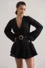 Places To Be | Black Broderie Belted Ruffled Playsuit sold by Club L London