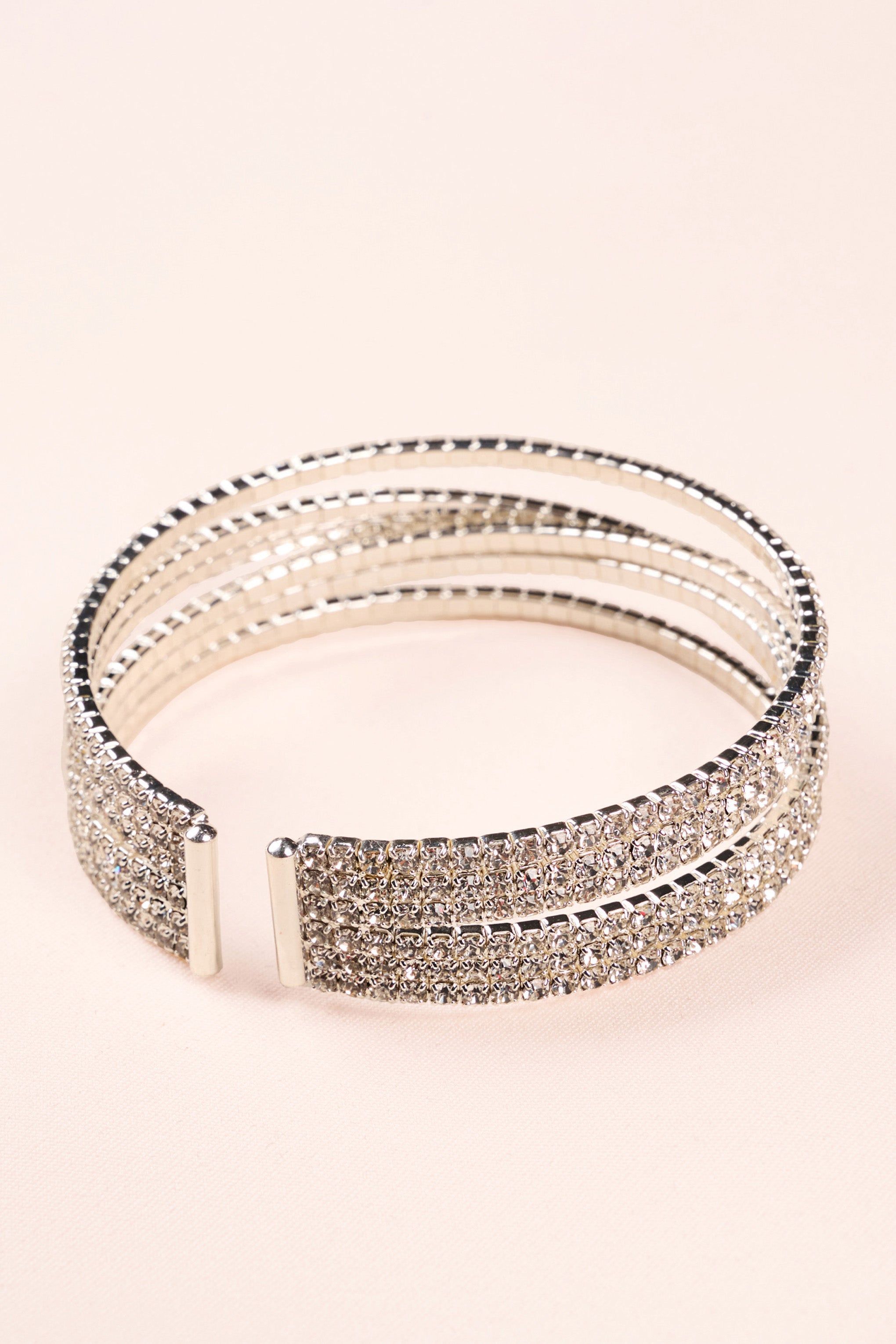 Florentina | Silver Diamante Layered Cuff Bracelet sold by Club L London product image thumbnail 5
