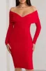 Flatter Me | Red Twist Front Bardot Midi Dress sold by Club L London