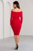 Flatter Me | Red Twist Front Bardot Midi Dress sold by Club L London