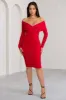 Flatter Me | Red Twist Front Bardot Midi Dress sold by Club L London