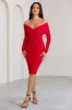 Flatter Me | Red Twist Front Bardot Midi Dress sold by Club L London