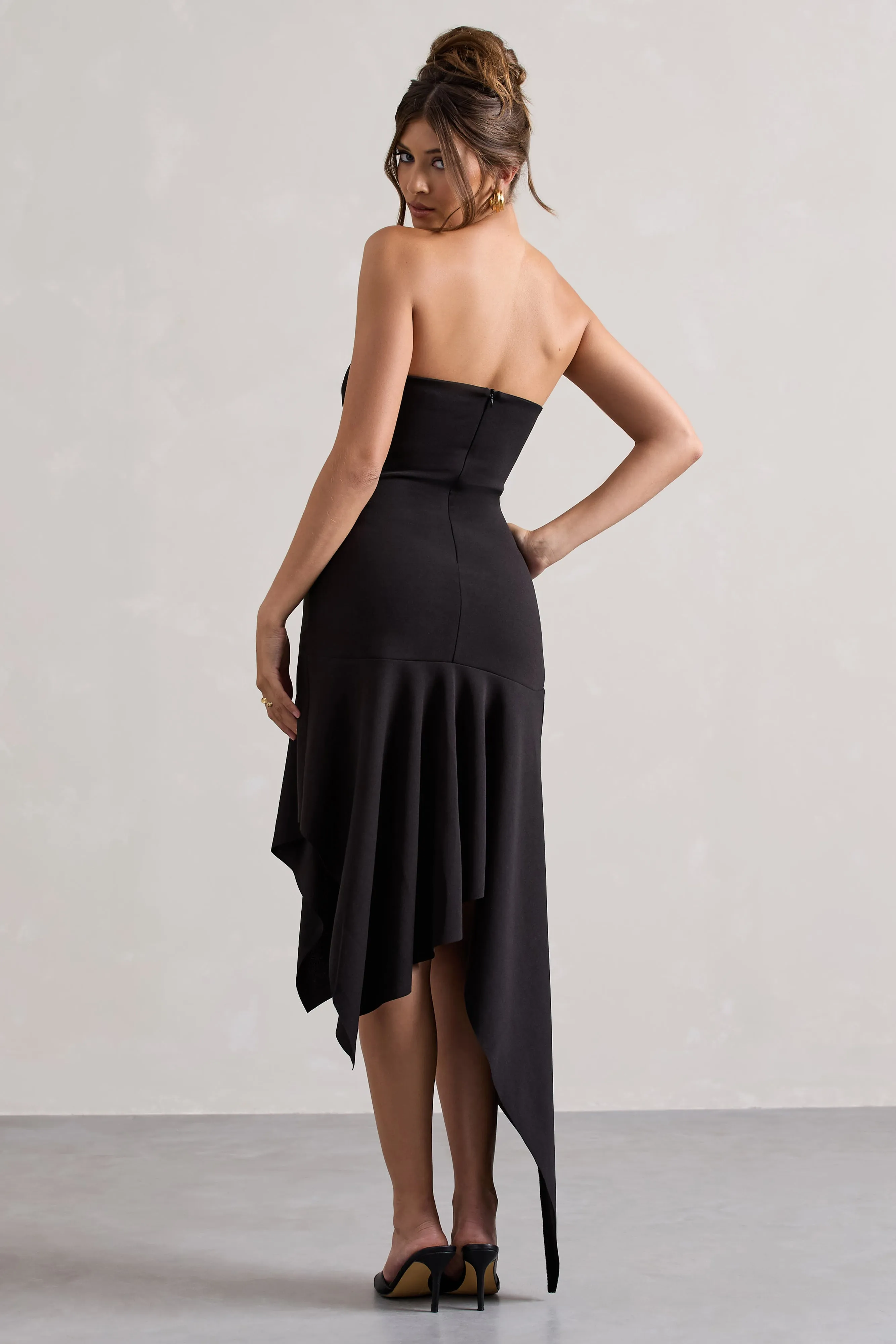 Catalina | Black Bandeau Maxi Dress With Draped Hem sold by Club L London product image thumbnail 2