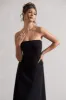 Ariela | Black Bandeau High-Low Midi Dress sold by Club L London