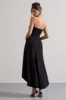 Ariela | Black Bandeau High-Low Midi Dress sold by Club L London