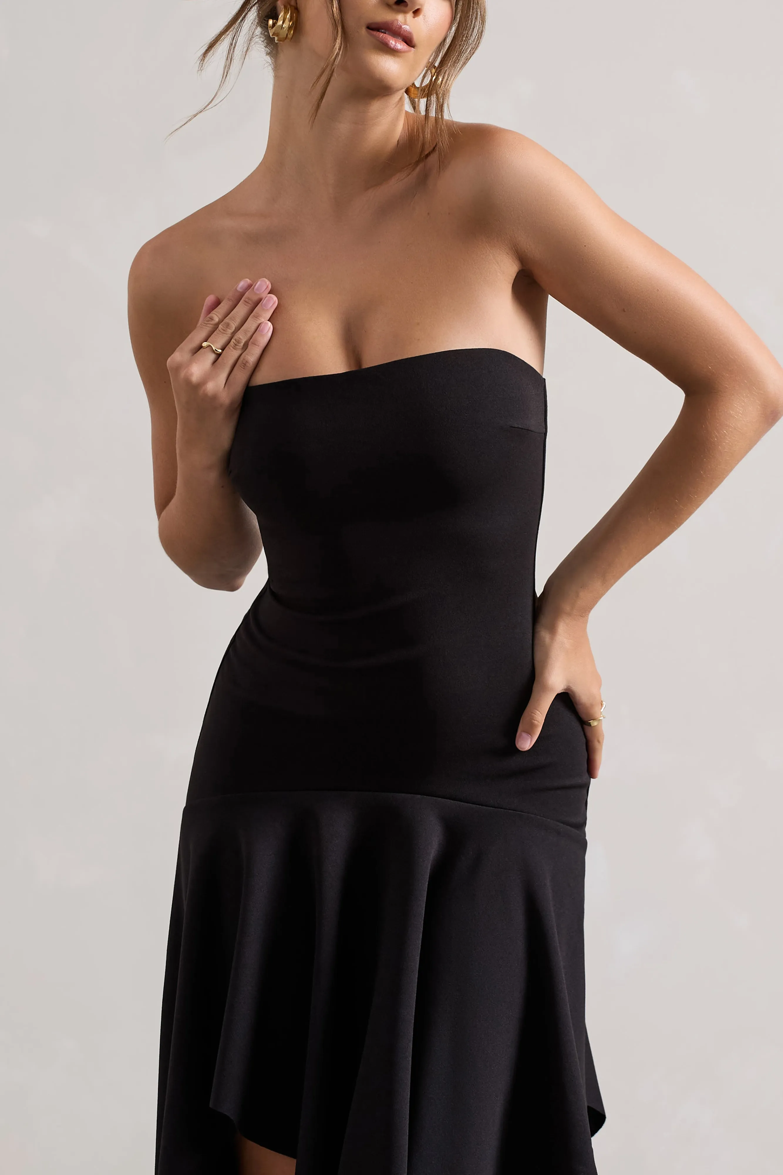 Catalina | Black Bandeau Maxi Dress With Draped Hem sold by Club L London product image thumbnail 3