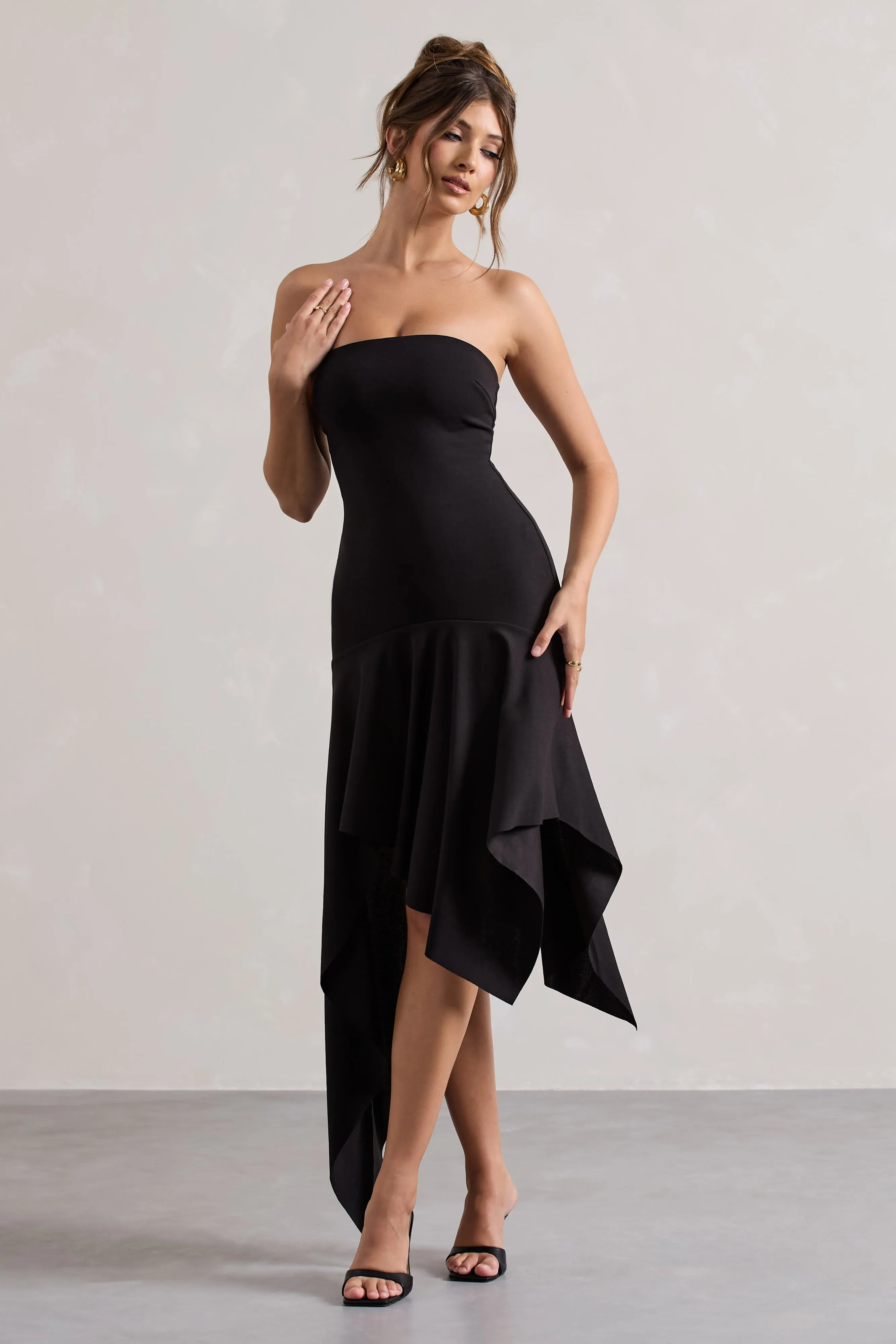 Catalina | Black Bandeau Maxi Dress With Draped Hem sold by Club L London product image thumbnail 5