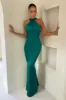 Unstoppable | Teal Cross Over Halter Neck Maxi Dress sold by Club L London