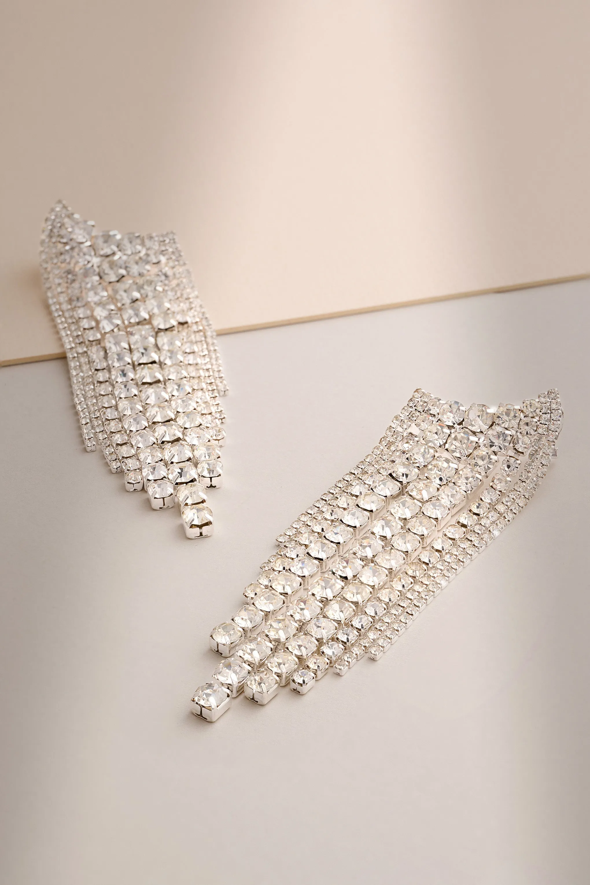 Christine | Silver Diamante Drop Earrings sold by Club L London product image thumbnail 5