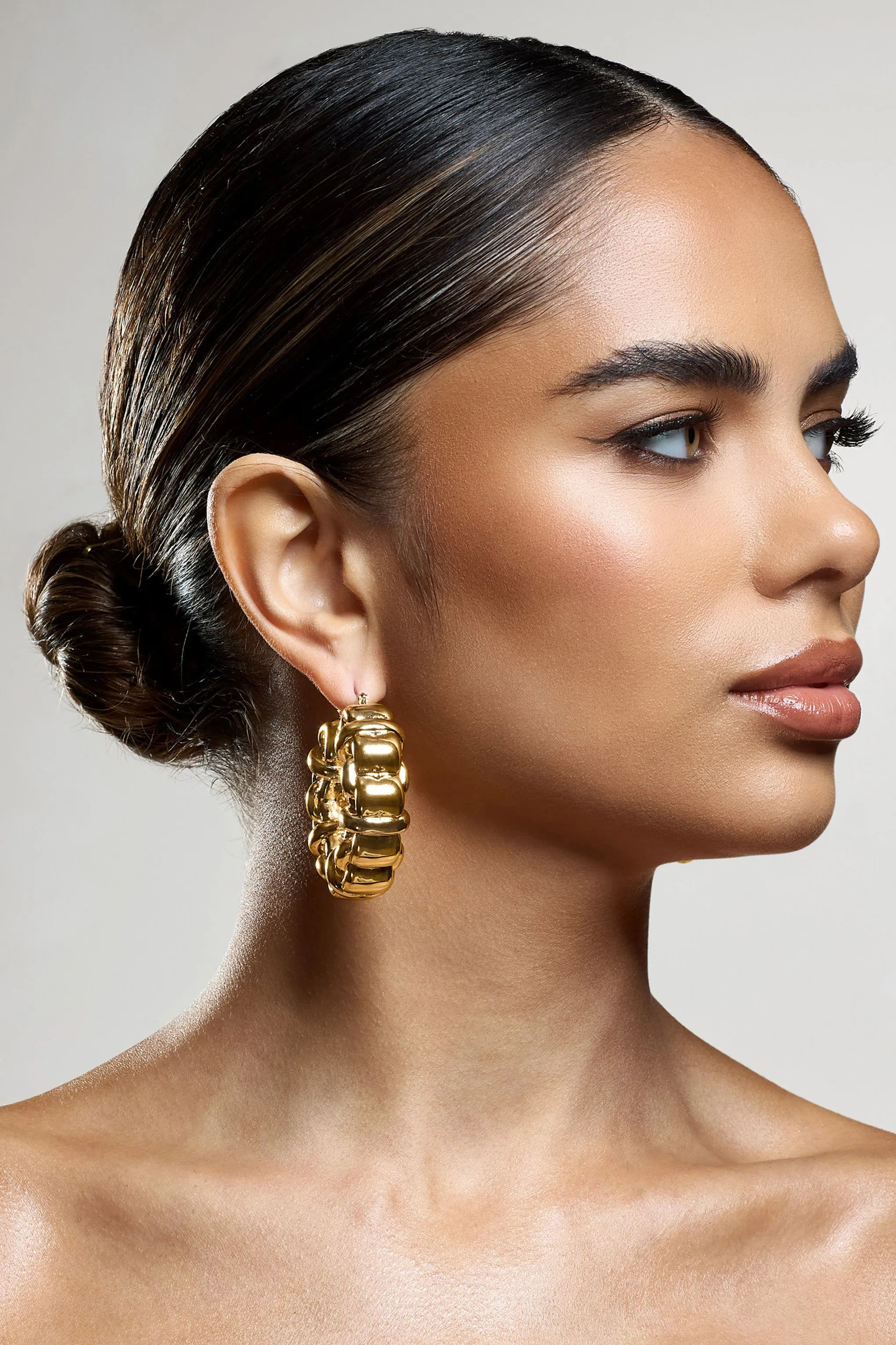 Orli | Gold Chunky Chain Hoop Earrings sold by Club L London product image thumbnail 3