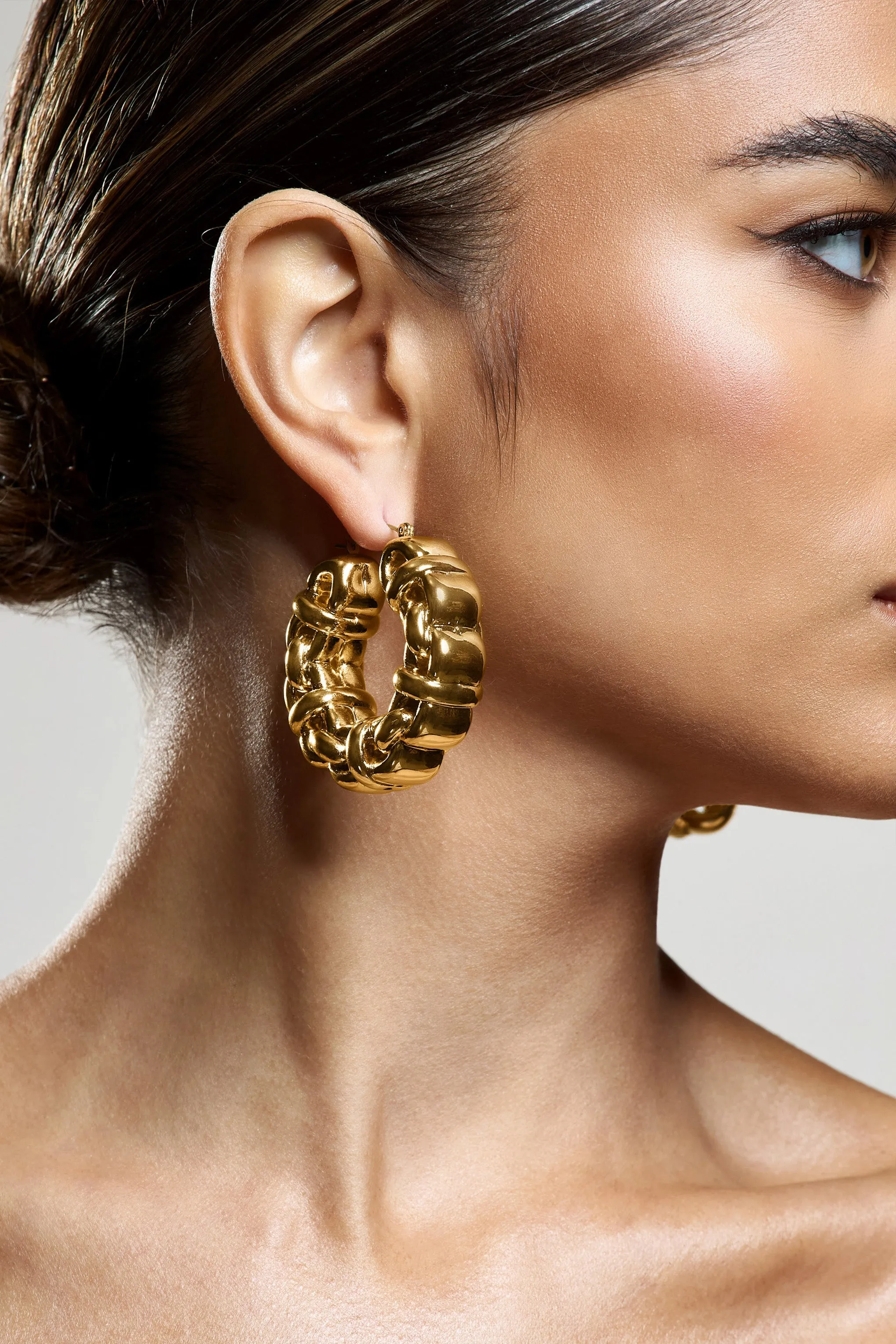 Orli | Gold Chunky Chain Hoop Earrings sold by Club L London product image thumbnail 4