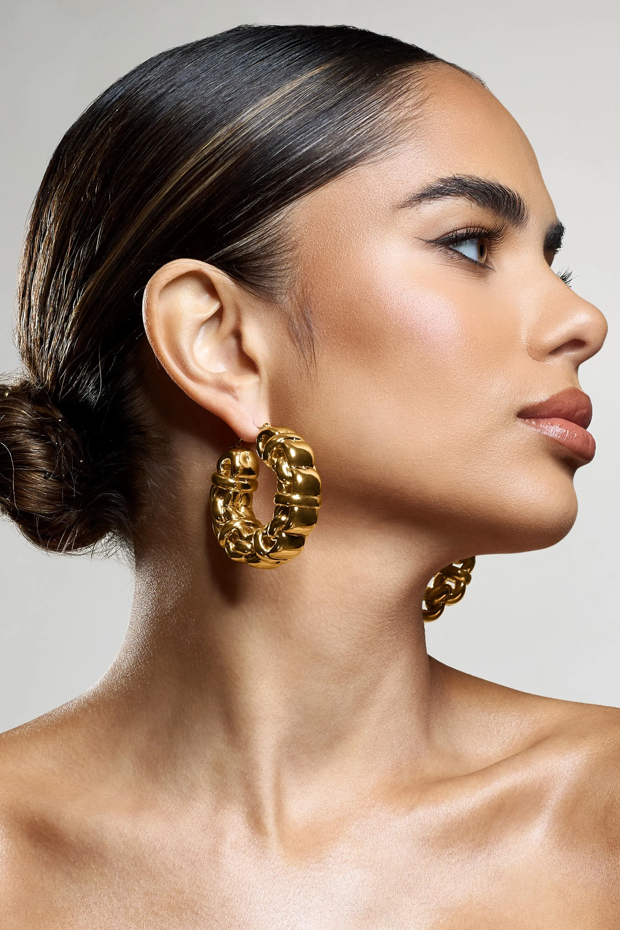 Orli | Gold Chunky Chain Hoop Earrings sold by Club L London product image thumbnail 2