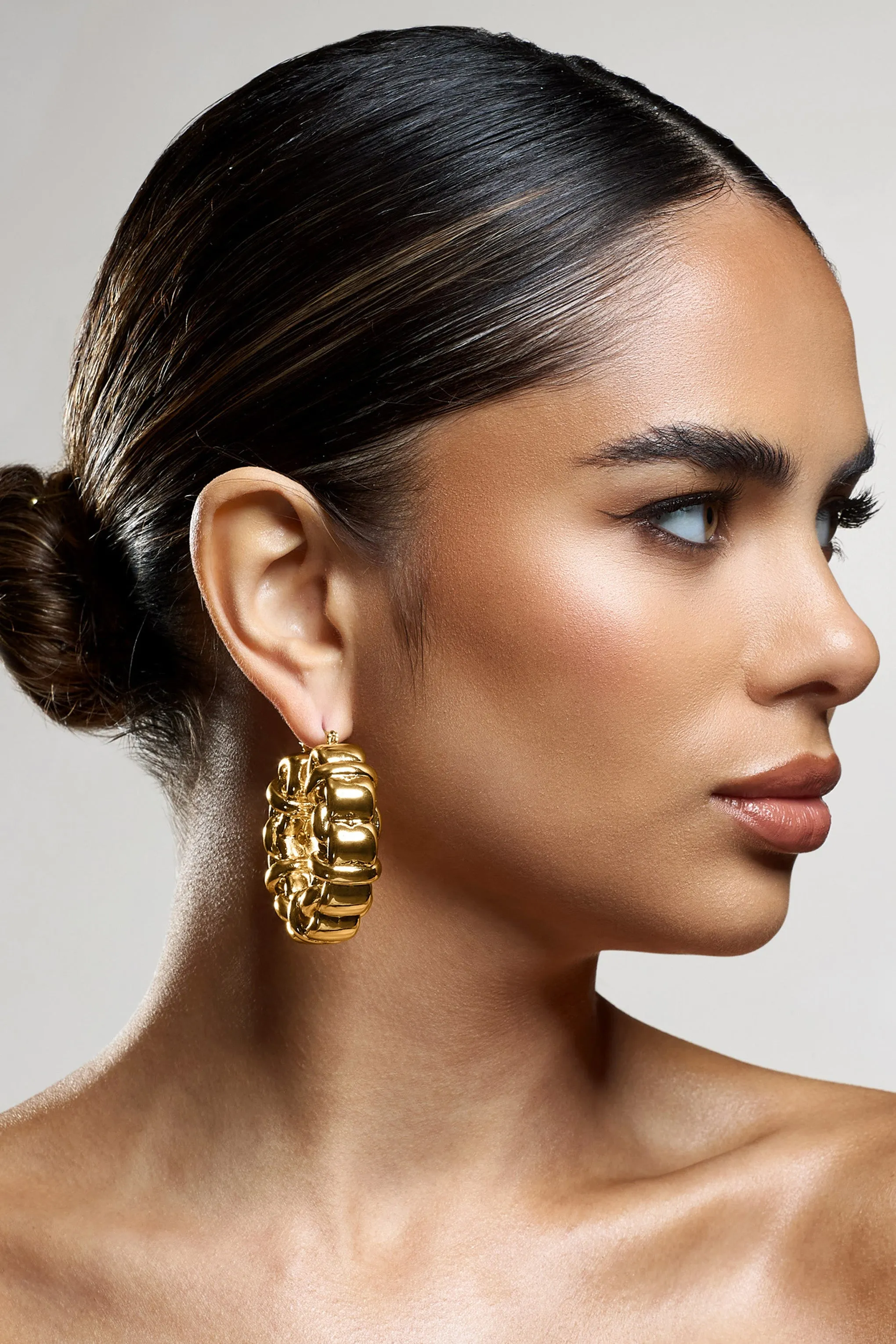Orli | Gold Chunky Chain Hoop Earrings sold by Club L London