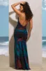 Clio | Blue Print Halter-Neck Chiffon Maxi Dress sold by Club L London
