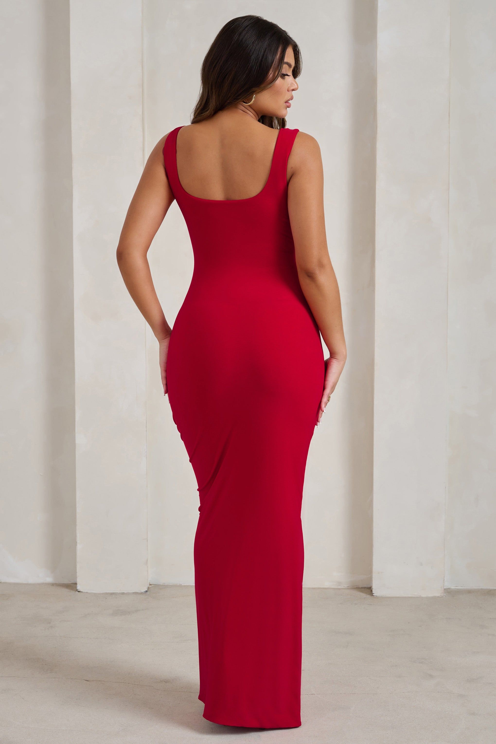 Madeline | Red Sleeveless Thigh Split Maxi Dress sold by Club L London product image thumbnail 2
