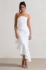 New Age | White Strapless Asymmetric Ruffled Maxi Dress sold by Club L London
