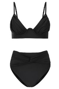 Opal | Black Ruched Bikini Top sold by Club L London