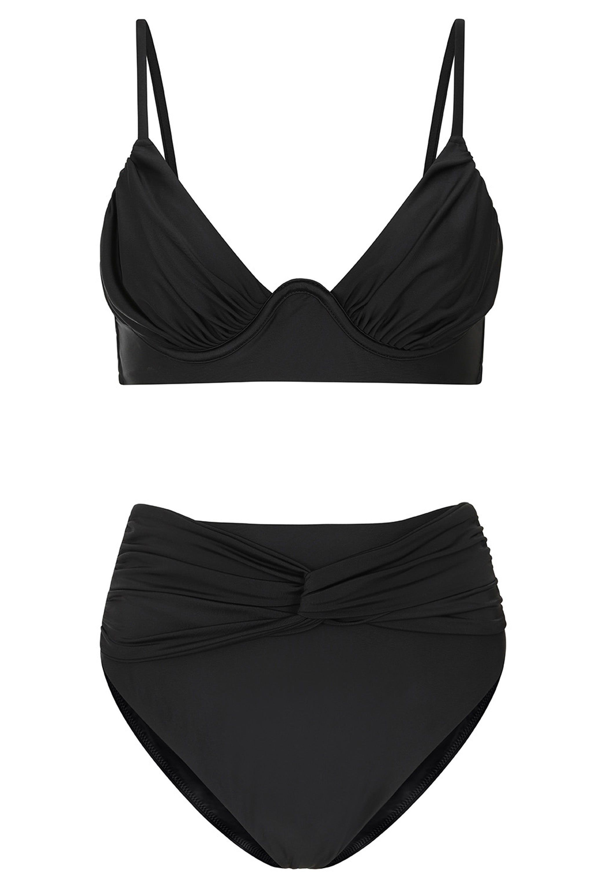 Opal | Black Ruched Bikini Top sold by Club L London product image thumbnail 6