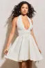 Bloom | White Plunge Halter-Neck Mini Dress sold by Club L London