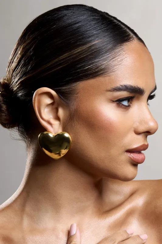 Te Amo | Gold Heart Statement Earrings made by Club L London