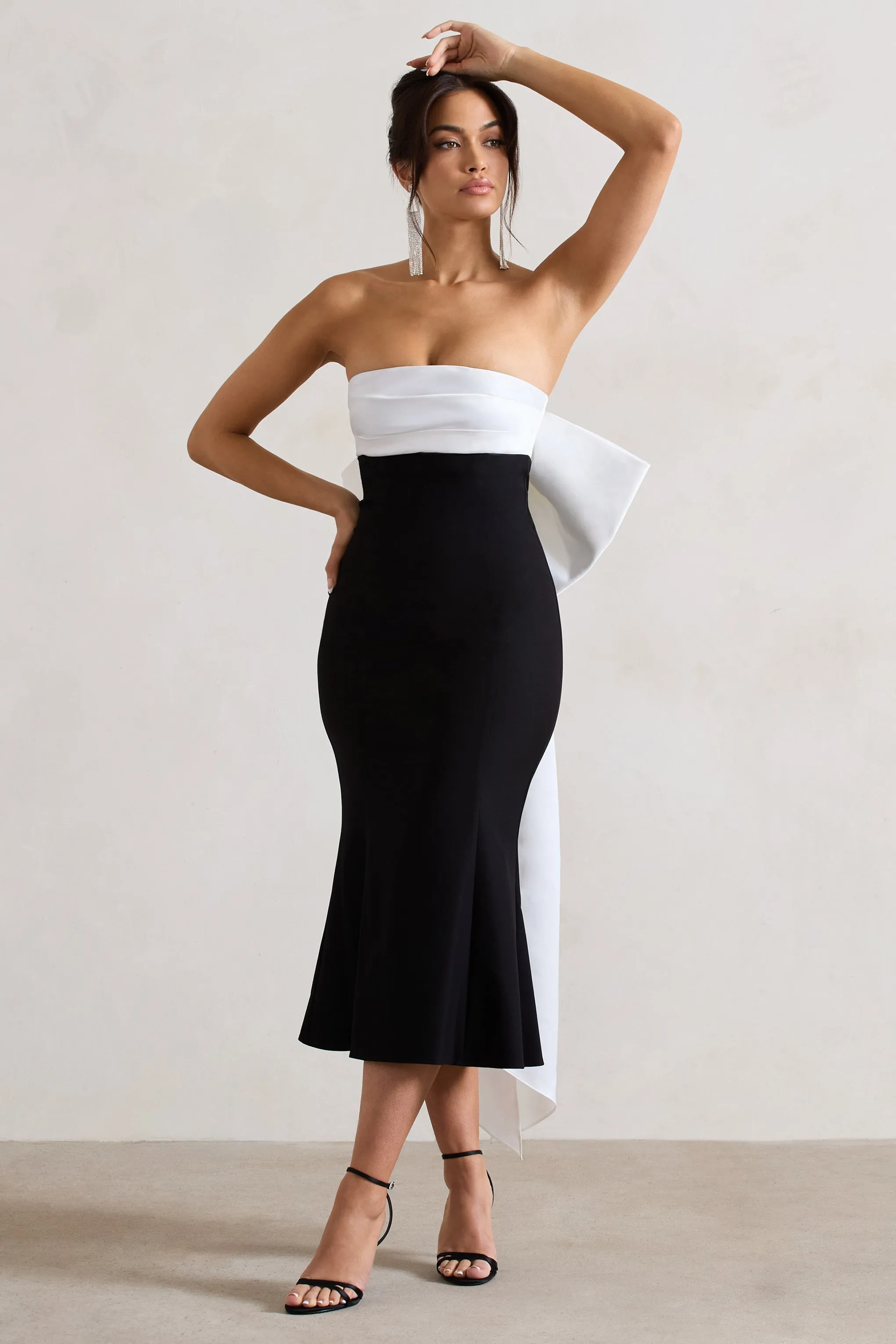 Wishlist | Black Bandeau Midi Dress With Oversized White Bow sold by Club L London product image thumbnail 5
