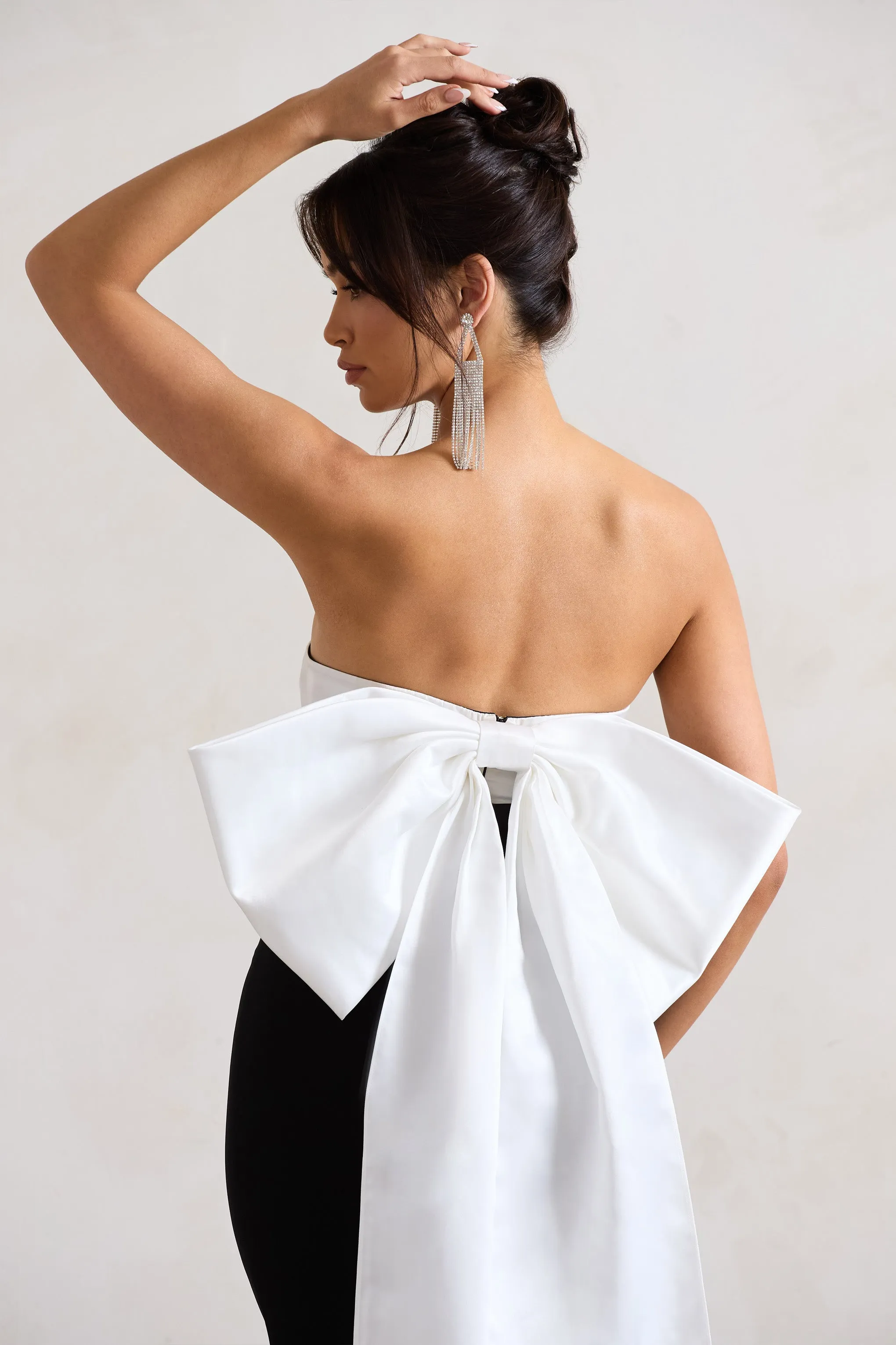 Wishlist | Black Bandeau Midi Dress With Oversized White Bow sold by Club L London product image thumbnail 3