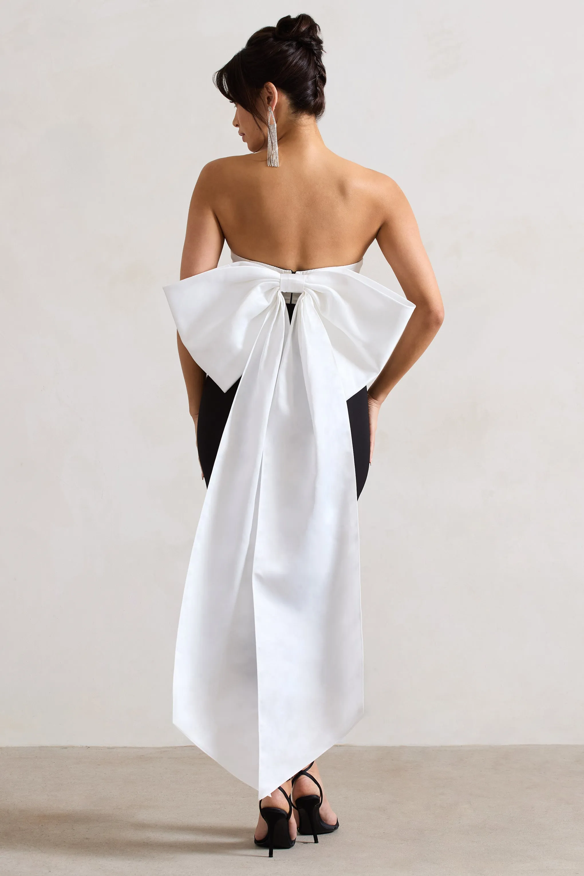 Wishlist | Black Bandeau Midi Dress With Oversized White Bow sold by Club L London product image thumbnail 2