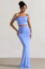 Neve | Blue Gathered Maxi Skirt sold by Club L London