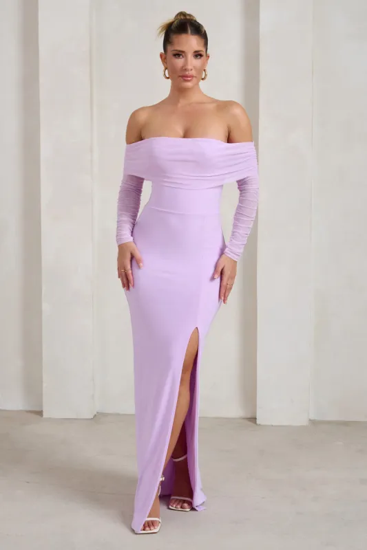 On Your Mind | Lilac Mesh Long Sleeve Maxi Dress sold by Club L London