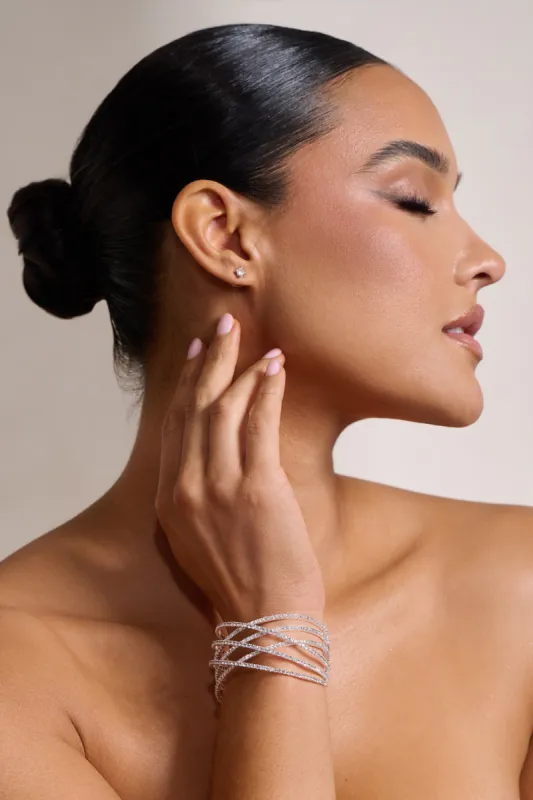 Noemi | Silver Diamante Layered Cuff Bracelet sold by Club L London