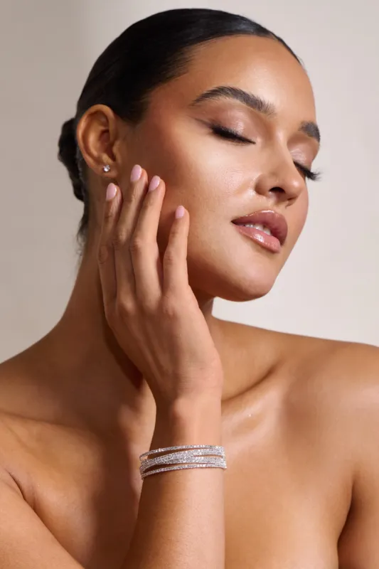 Florentina | Silver Diamante Layered Cuff Bracelet sold by Club L London