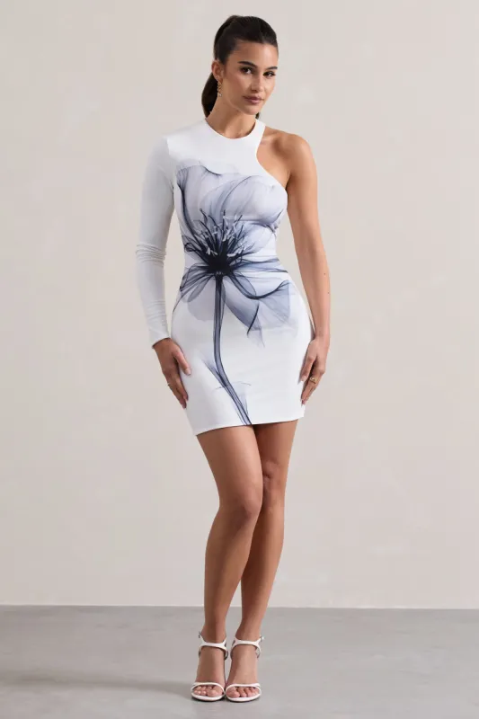 Euphoric | Mono Print Bodycon One-Sleeve Mini Dress sold by Club L London